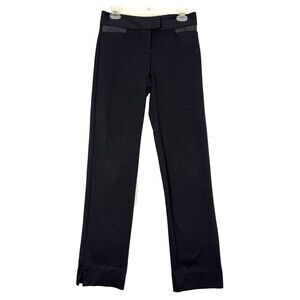 Catherine Malandrino Dress Pant Sz 2 Black Stretch Satin Pocket Mid Rise Classic